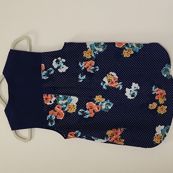 Modcloth Navy  Blue Floral V Neck  Tunic Sleeveless Cottagecore Top size  Medium - Picture 10 of 14